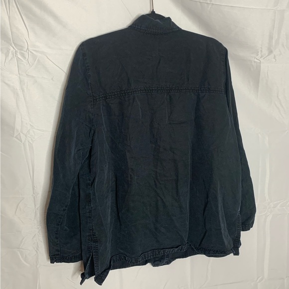 City Wear Vintage 80s Black 100% Tincel Retro Button Up Shirt Silver Detailing - Picture 6 of 11